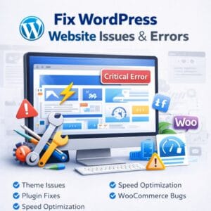 Critical error website fix for WordPress issues and errors.